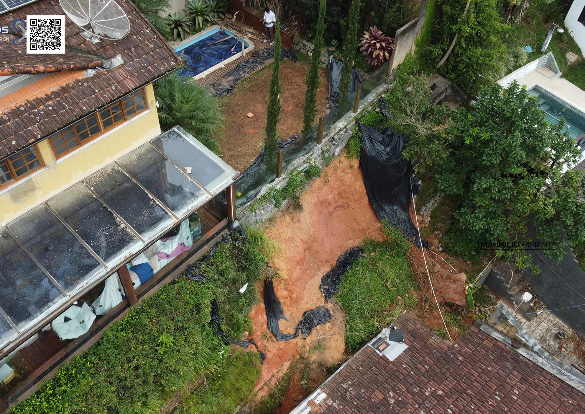 Imagem aérea do local