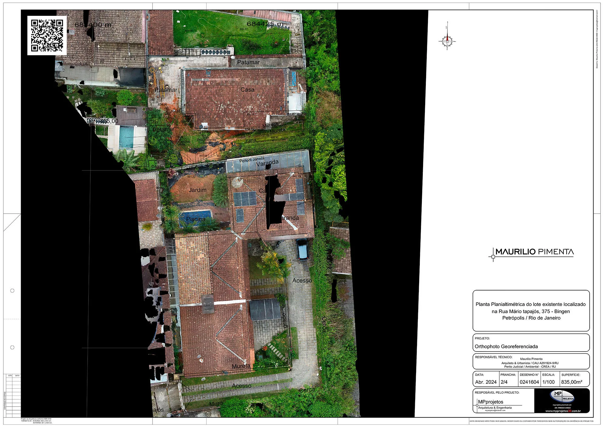 Orthofoto Georreferenciada + Sobreposição Planialtimétrica